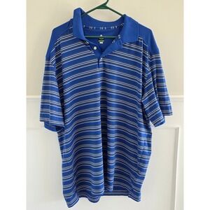 Bolle Golf Polo Shirt Mens XL Blue White Stripe Tech Performance Short Sleeve